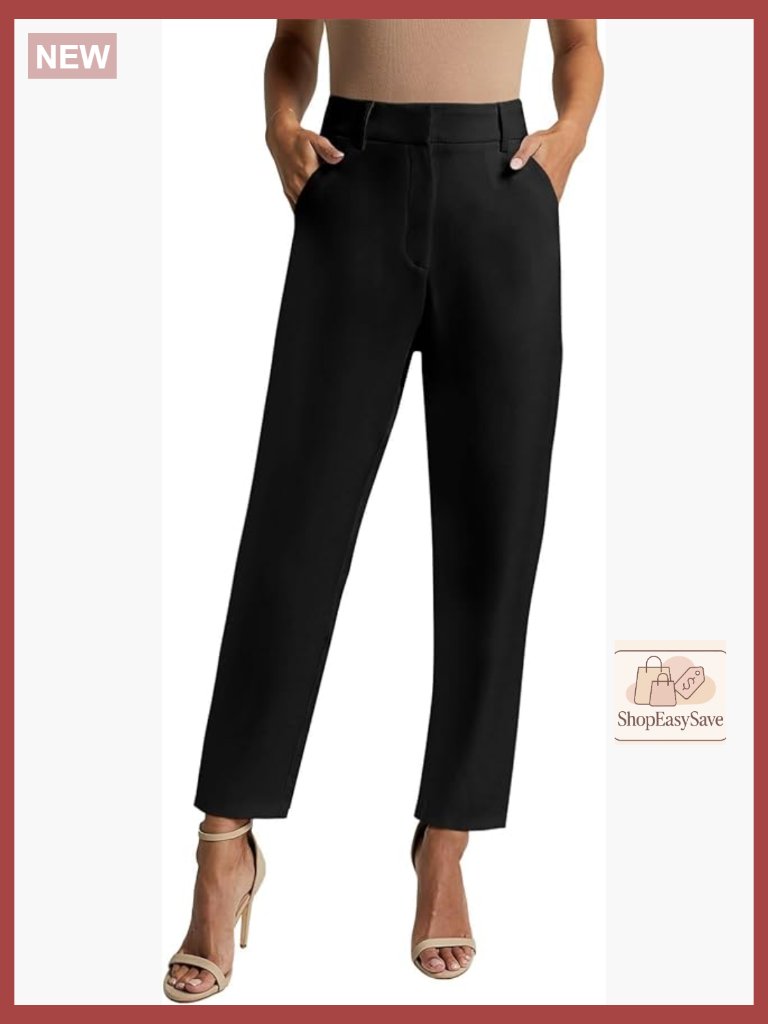 High Waisted Dress Ankle Pants With Pockets Straight Leg Office Trousers 2025